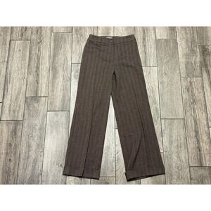 Kookai Pants Womens 38 Brown Tweed Herringbone Straight Cuffed Dress Trousers